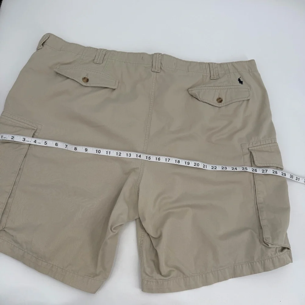 Polo Ralph Lauren Shorts Men’s 50 Big Beige Cargo Pockets Relaxed-discolored